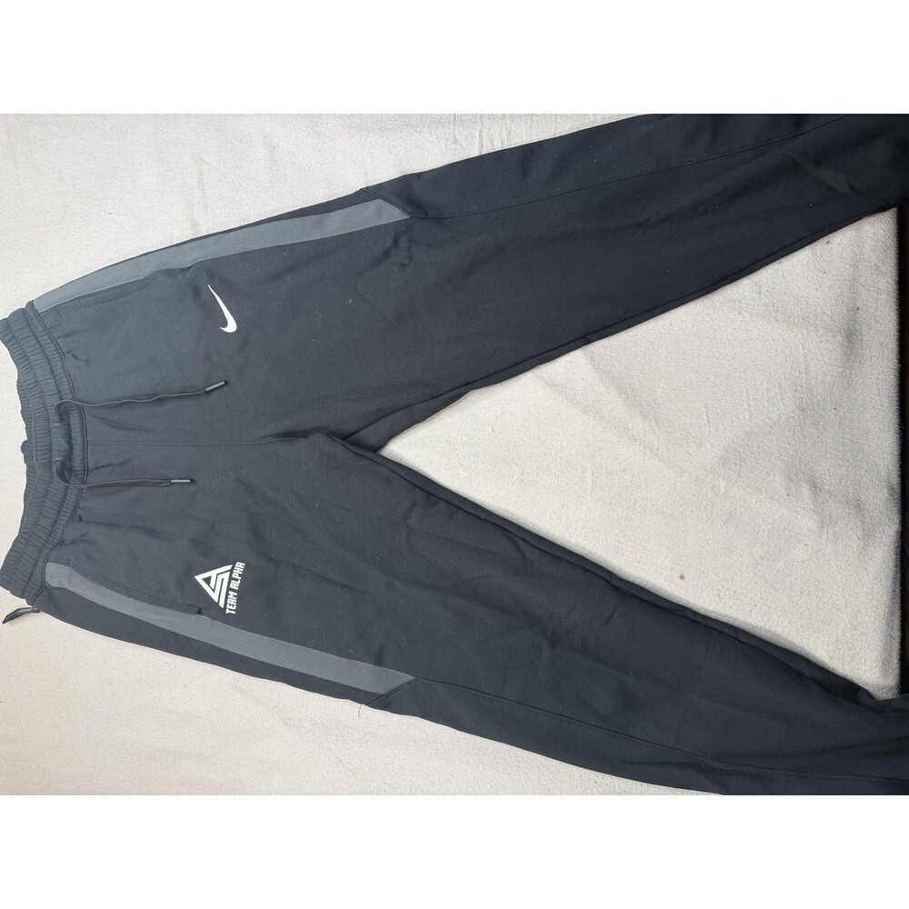 Nike Therma-FIT Pants Mens Small Black Fleece Joggers Team Alpha Stripe